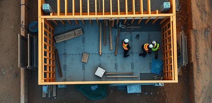 Aerial view of construction site